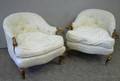 Pair of Louis XV Style Upholstered Carved Giltwood Armchairs