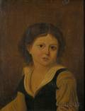 European School 19th Century Portrait of Girl in a White Blouse and Jumper
