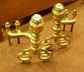 Pair of Brass Faceted Fireplace Andirons