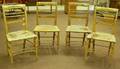 Set of Four Tiger Maple Grained and Stencil Decorated Side Chairs with Woven Rush Seats