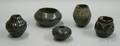 Five Pieces of Contemporary Southwest Native American Carved and Decorated Blackware Pottery
