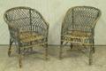 Pair of Childs Blackpainted Woven Wicker Armchairs