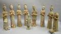 Nine Chinese Clay Tombstyle Figures