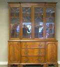 George III Style Glazed Mahogany and Mahogany Veneer Breakfront