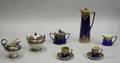 Sevenpiece Nippon Gilt Decorated Cobalt Porcelain Demitasse Set and a Nippon Gilt Decorated Cobalt Porcelain C