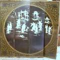 Chinese Export Carved Motherofpearl and Ivory Mounted Black Lacquer FourPanel Floor Screen