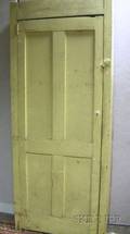 Mustardpainted Wooden Fourpanel Single Door Cabinet