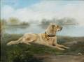 American School 19th Century Golden Retriever on the River Bank