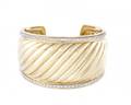 Yurman 18k Yellow Gold Wide Cable Cuff wDiamonds