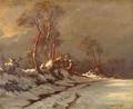 Lot of Two Works Attributed to Leon Launay French b 1890 The Lane in Winter