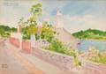 Adolph Treidler American 18861981 The Road Along the CoveA Bermudan View