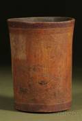 PreColumbian Polychrome Incised Pottery Cylinder