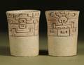 Pair of PreColumbian Carved Pottery Cylinders
