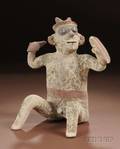 PreColumbian Polychrome Pottery Warrior Figure