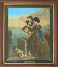 Pair of color lithographs titled Farewell and Arrival