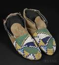 Northern Plains Beaded Hide Moccasins