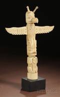 Northwest Coast Carved Walrus Ivory Totem Pole
