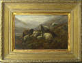 Oil on canvas landscape with highland sheep dated 1920