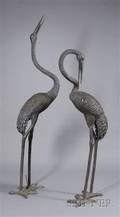 Pair of Bronze Cranes