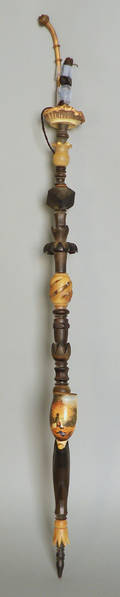 German carved wood and bone pipe