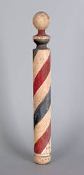 Turned and painted pine barber pole 19th c