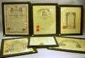 Six Framed Lithograph 19111916 Fraternal Certificates