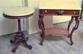 Victorian White Marbletop Walnut OneDrawer Table and a Victorian Renaissance Revival White Marbletop Carved 
