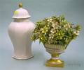 Jane HutchesonGorham Gilt Porcelain Footed Basket with Enameled Metal Floral Bouquet and a Lichte Gilt Porcela