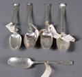 Thirteen Early Georgian Silver Place Spoons