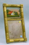Giltwood Splitbaluster Mirror with Reversepainted Glass Tablet