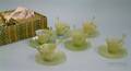 Boxed Set of Six Chinese Jade Cups and Saucers with Six Spoons