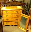 Victorian Pine Cottage Dresser Ogee Mirror and a Spool Bed