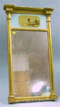Federal Giltwood Tabernacle Mirror with Eglomise Glass Tablet