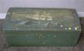 Painted and Sailing Ship Decorated Wooden Dometop Trunk
