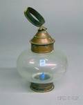Copper and Glass Onion Lantern with Interior Candleholder