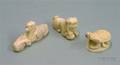 Two Asian Carved Ivory Figural Netsuke and a Beetleform Seal