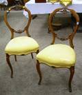 Pair of Victorian Rococo Revival Upholstered Carved Fruitwood Parlor Side Chairs