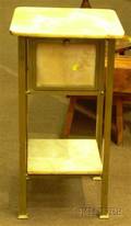 Edwardian Onyx and Brass Stand with Fallfront Cabinet Door