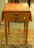 Federal Redpainted Dropleaf TwoDrawer Work Table