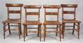 Set of Six Hitchcocktype Paintdecorated Fancy Chairs with Woven Rush Seats