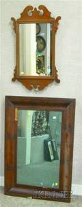 Mahogany Veneer Ogee Mirror and a Reproduction Chippendale Mirror