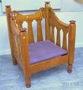 Arts  Crafts Oak Armchair with Stylized Tulip Cutouts