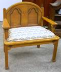 Gothic Revival Carved Oak Bench with Arms