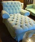 Tufted Plush Pale Blue Upholstered Recamier