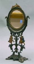 Painted Cast Iron Figural Table Mirror