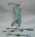 Patinated Molded Copper Golfer Weather Vane