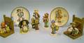 Hummel Bookends and Two Calendar Plates with Five Hummel  Goebel Figures