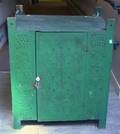 Greenpainted Wooden and Punched Tin Paneled Hanging Pie Safe