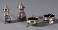 Elizabeth II Georgianstyle Pair of Open Salts and Pair of Pepper Shakers