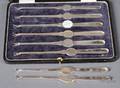 Cased Set of Six George V Silver Seafood Picks